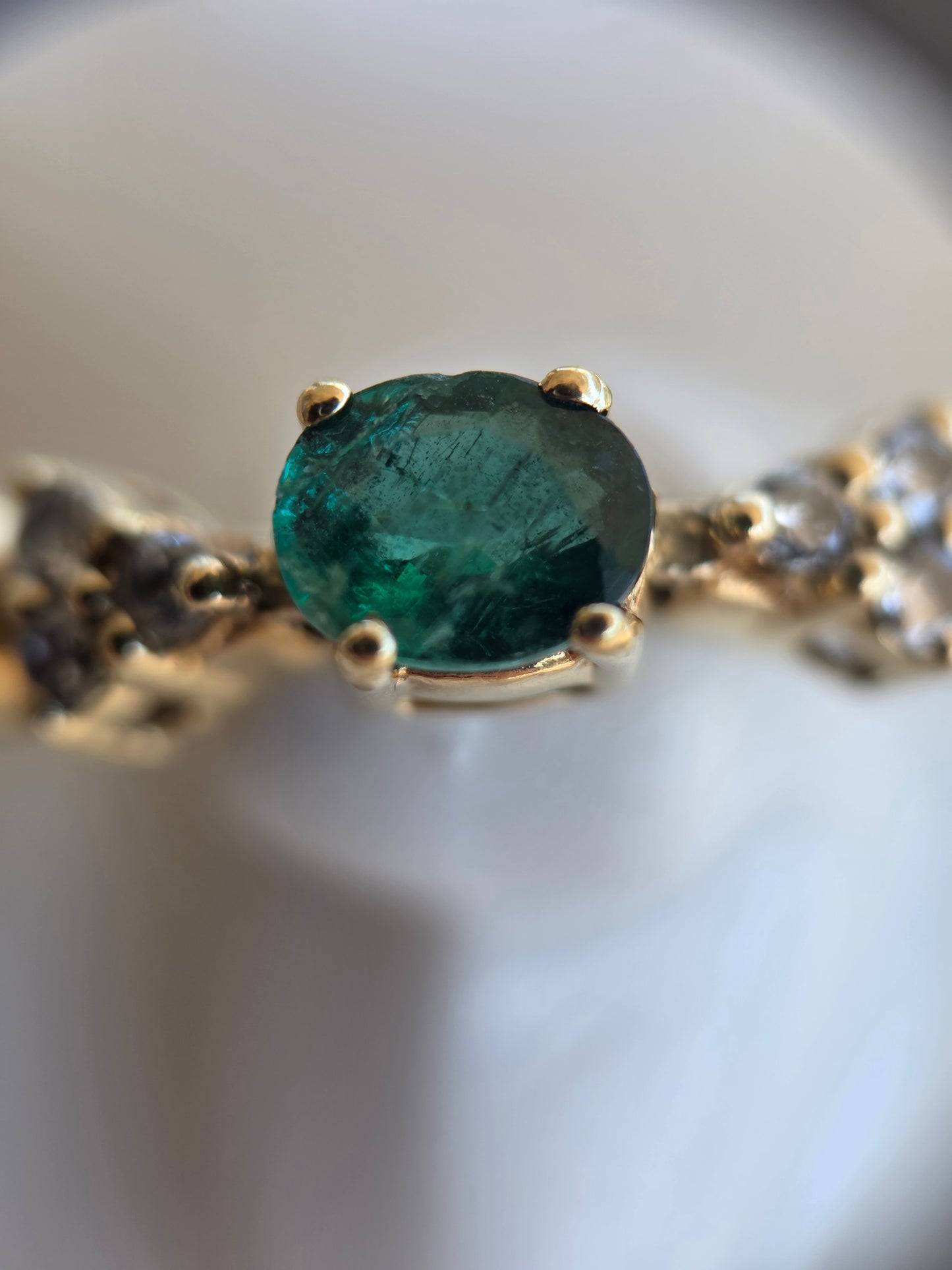 Gorgeous 18k Gold 4.85TCW Emerald Diamond Tennis Bracelet 7"