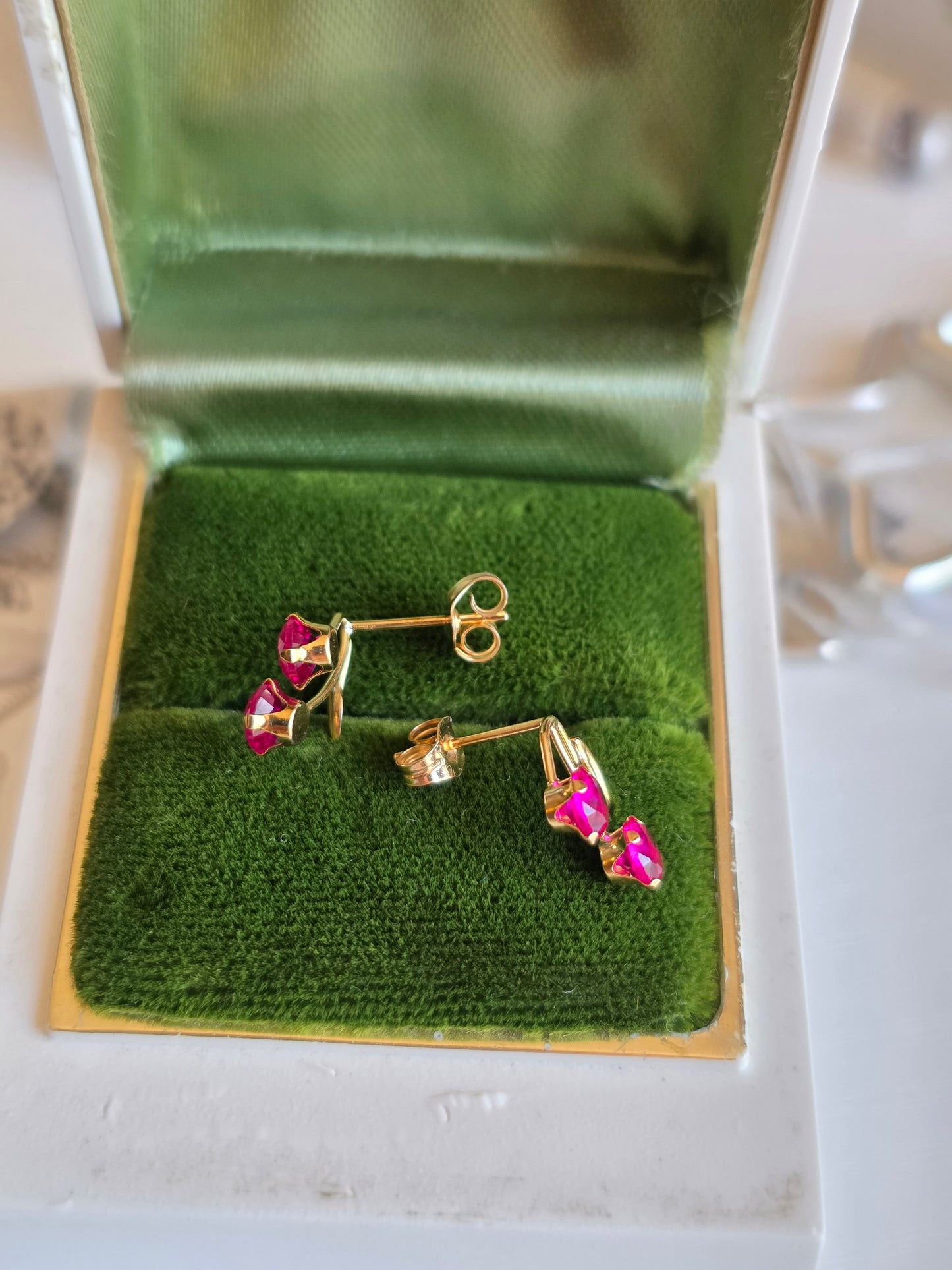 Adorable 10k Gold Ruby Cherry Stud Earrings