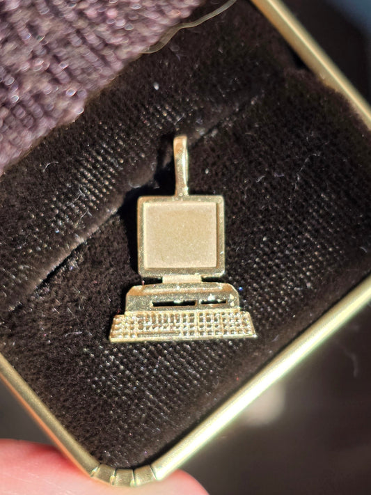 Awesome 14k Gold Retro Desktop Computer Charm (NO CHAIN)