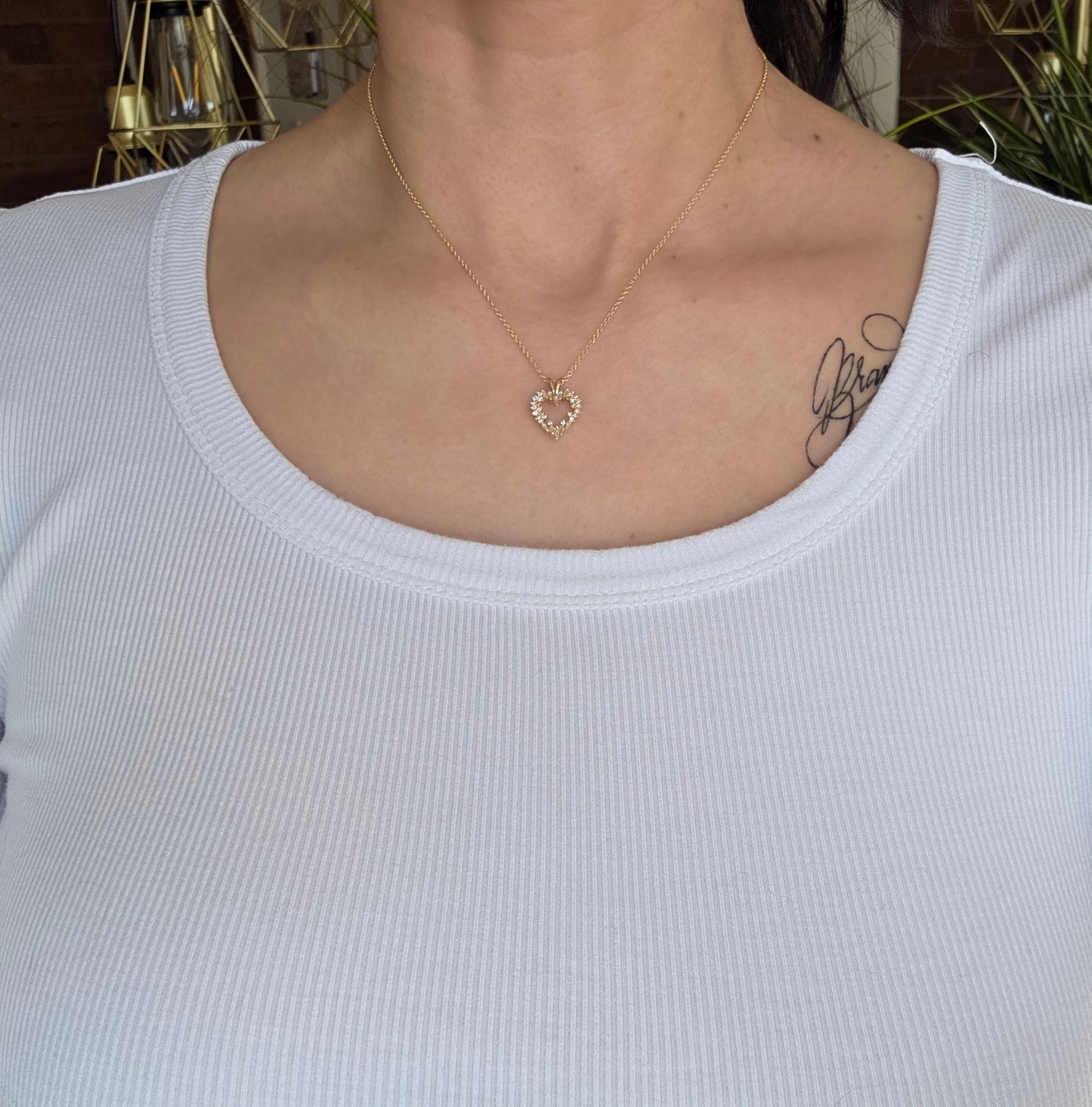 Stunning 14k Gold Natural Diamond Heart Pendant (NO CHAIN)