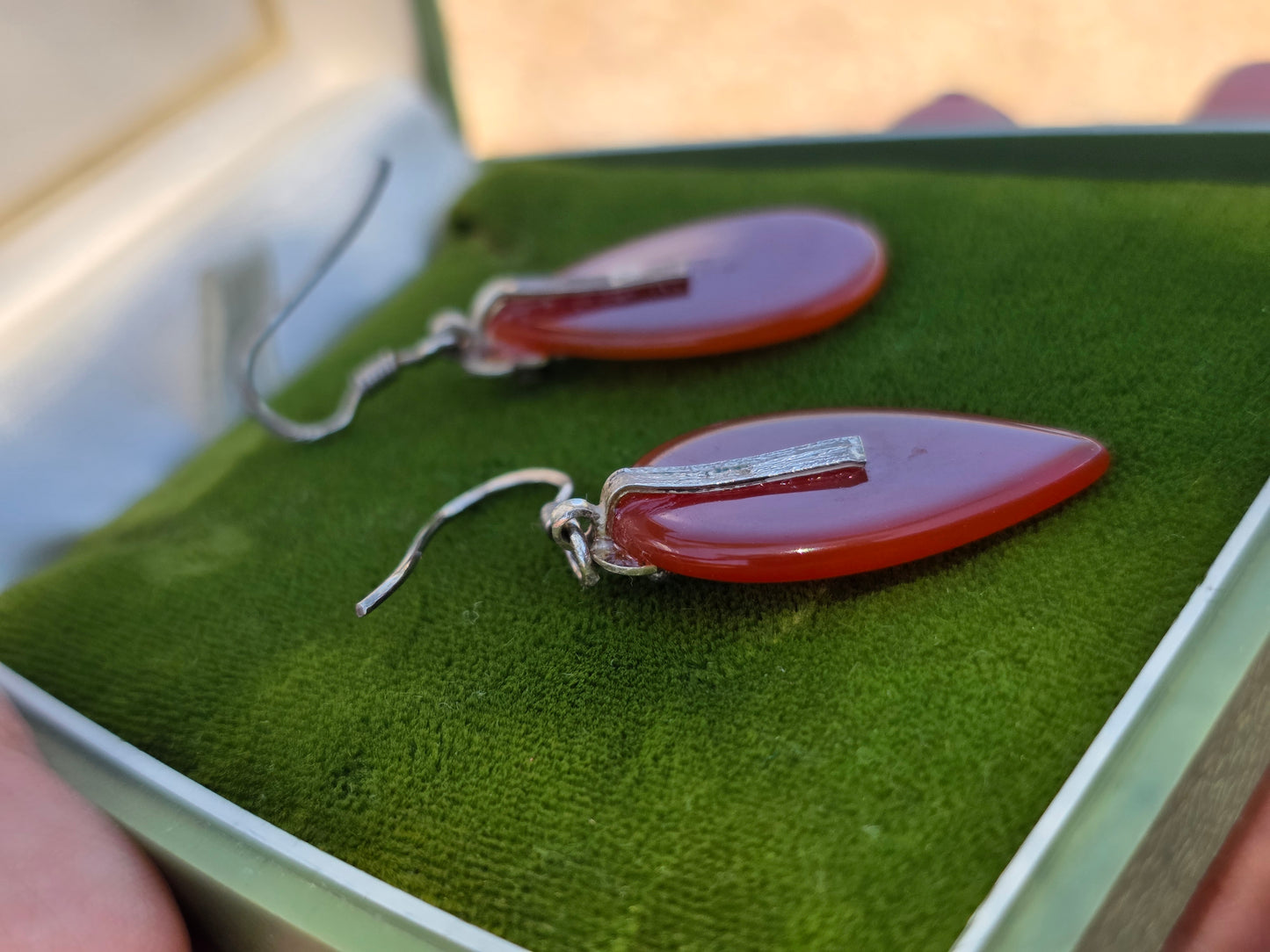 Beautiful Carnelian Sterling Silver Dangles Earrings