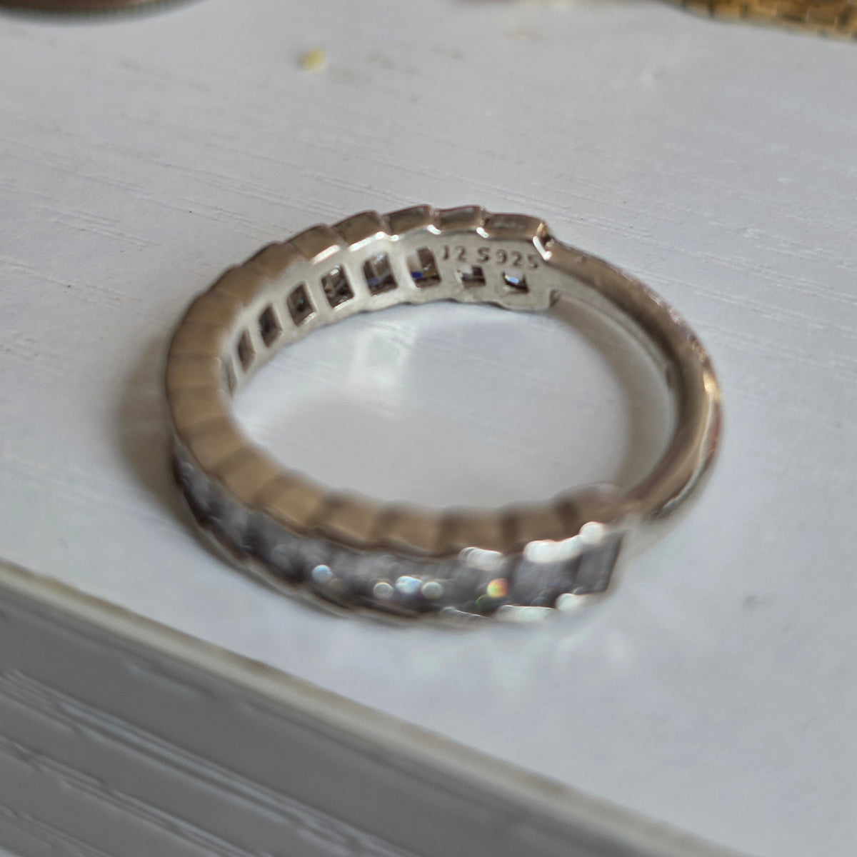 Pandora Glacial Beauty Ring Sterling Silver Baguette CZ Half Eternity Style Band Size 6