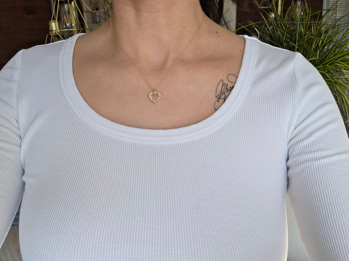 Stunning 14k Gold Natural Diamond Heart Pendant (NO CHAIN)