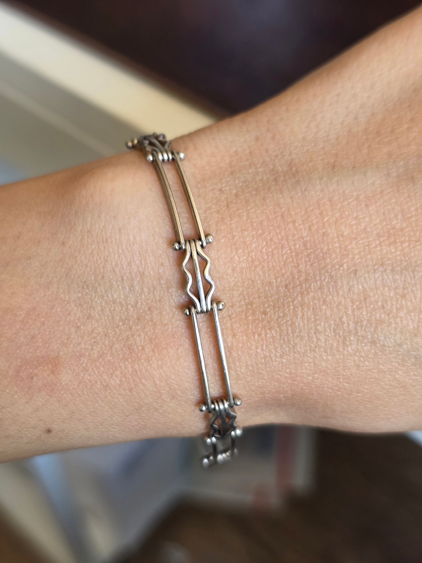 Unique Italian Made Sterling Silver Specialty Link Solid Bracelet 7.25"