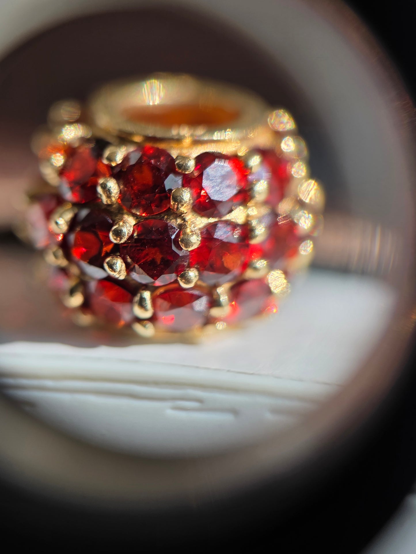 Vintage 10k Gold Garnet Spacer Bead Charm (NO CHAIN)