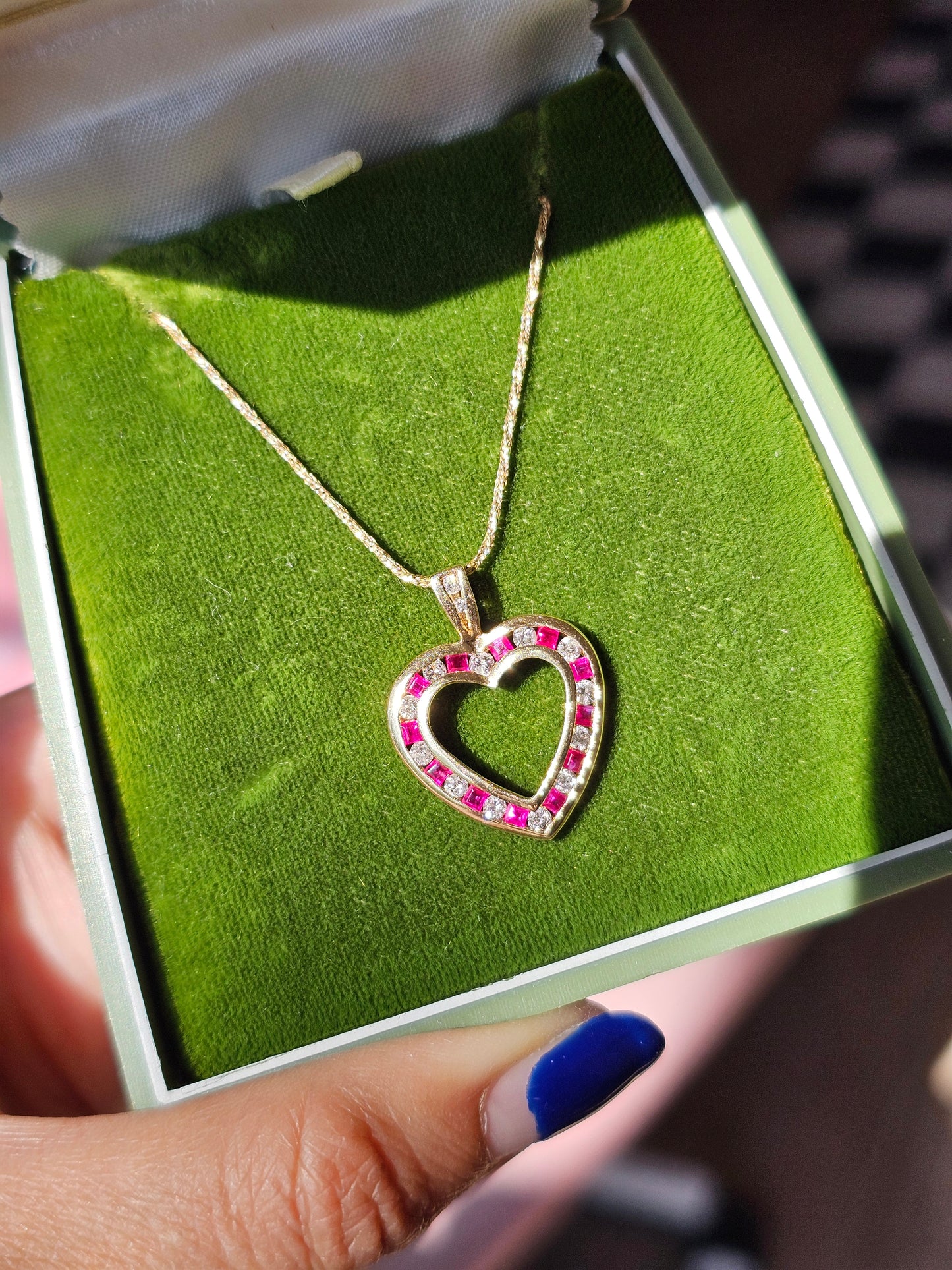 14k Ruby Diamond Heart Pendant (NO CHAIN)