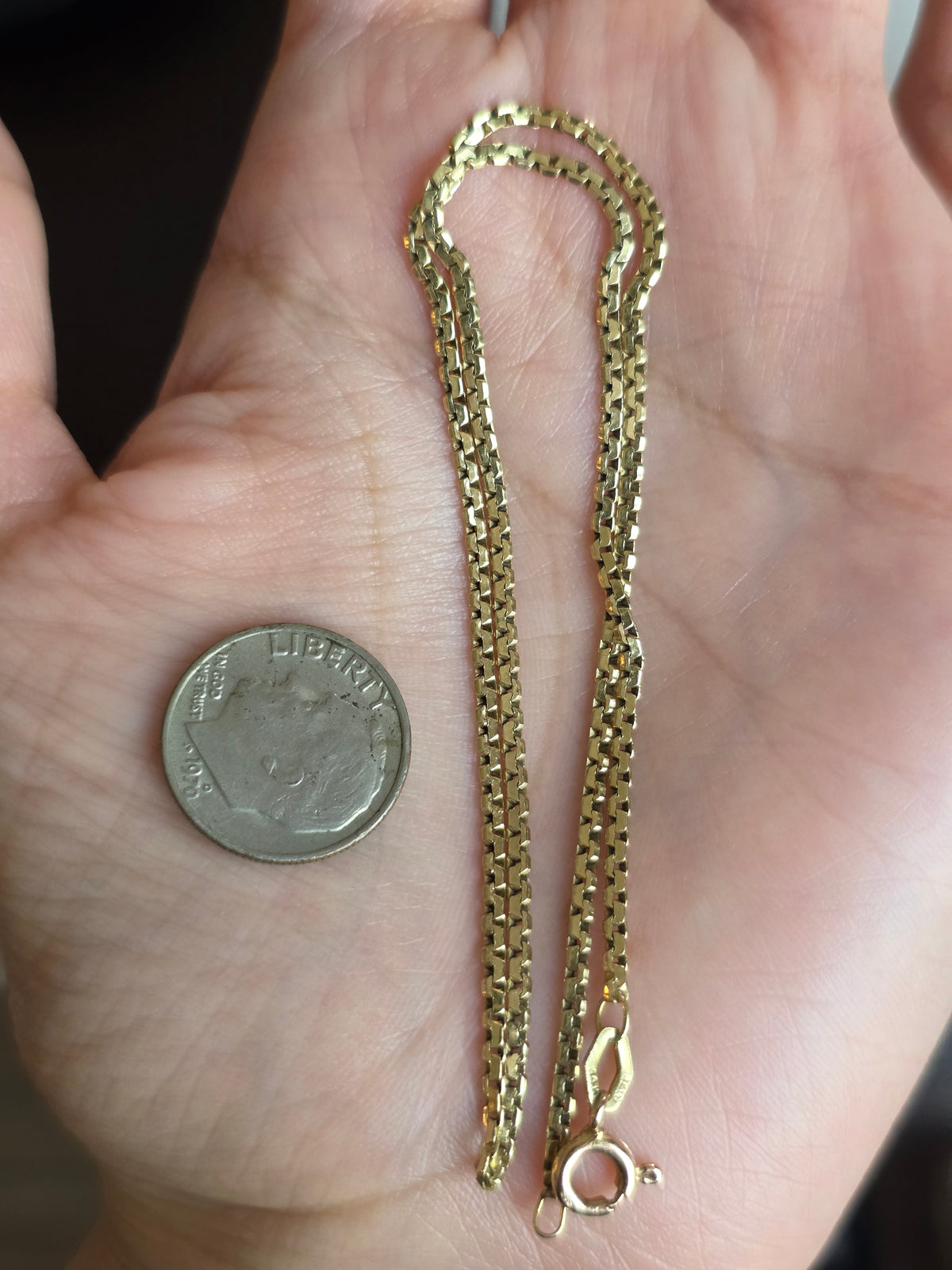 14k Gold Zipper Link Choker Chain 13.5"