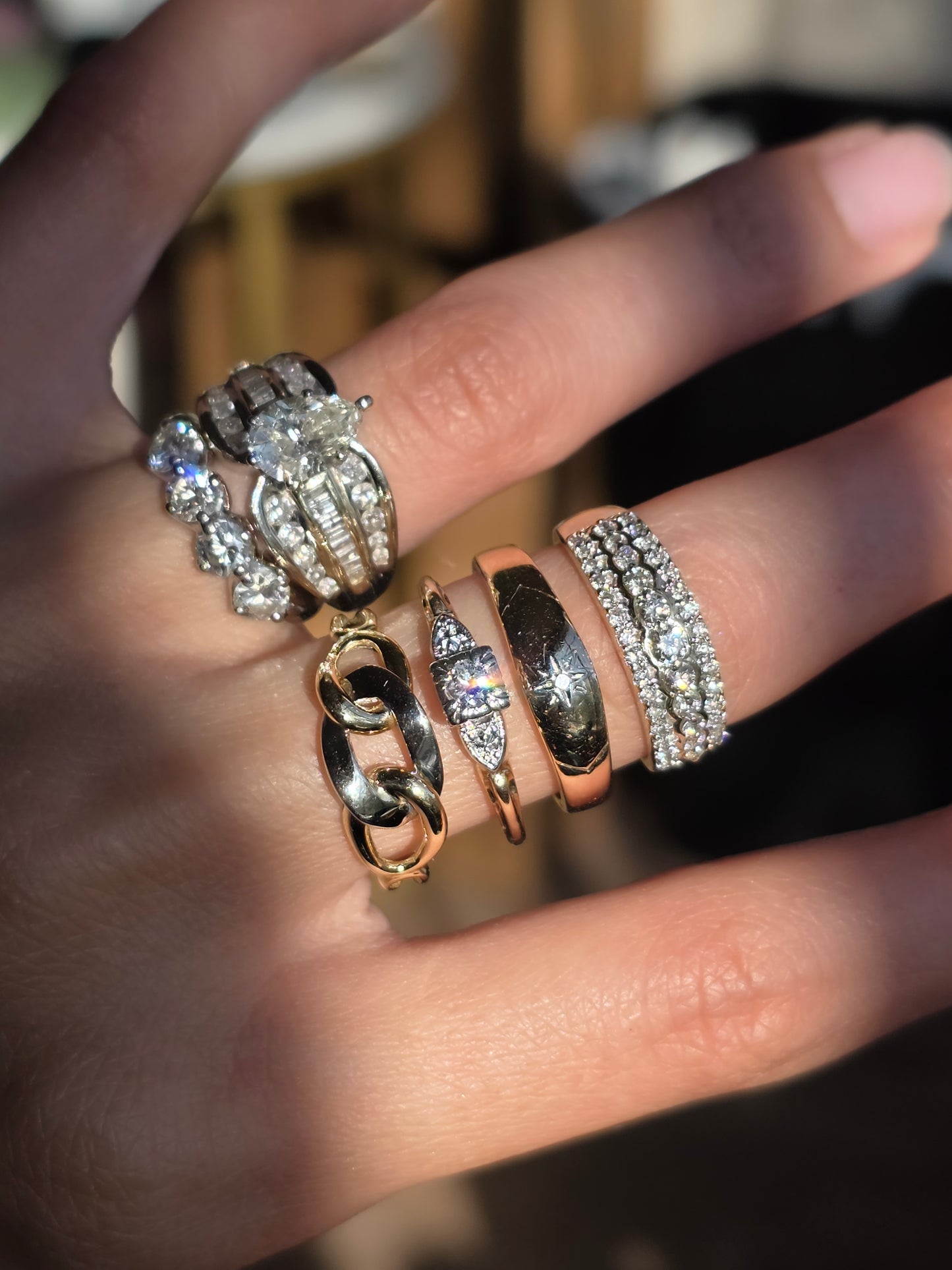 18k Two Toned Curb Chain Ring Size 6.5