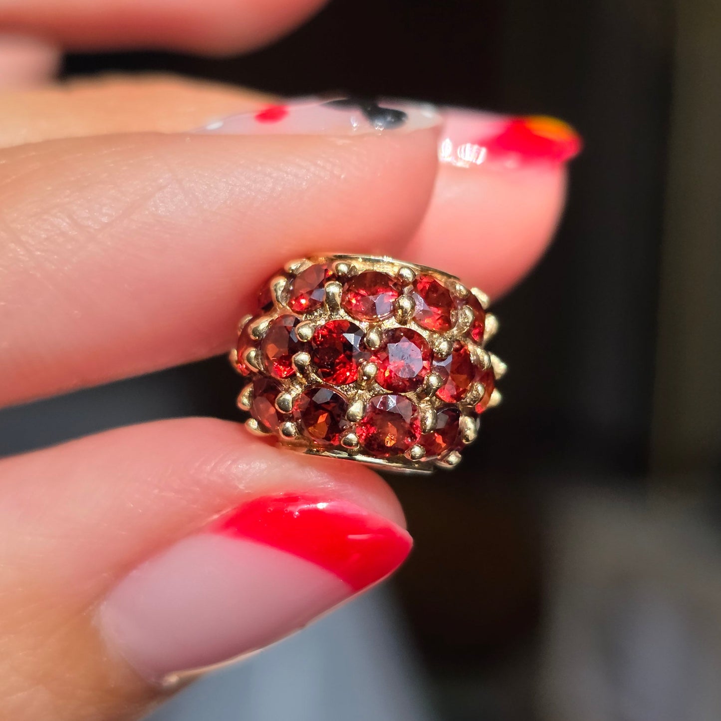 Vintage 10k Gold Garnet Spacer Bead Charm (NO CHAIN)