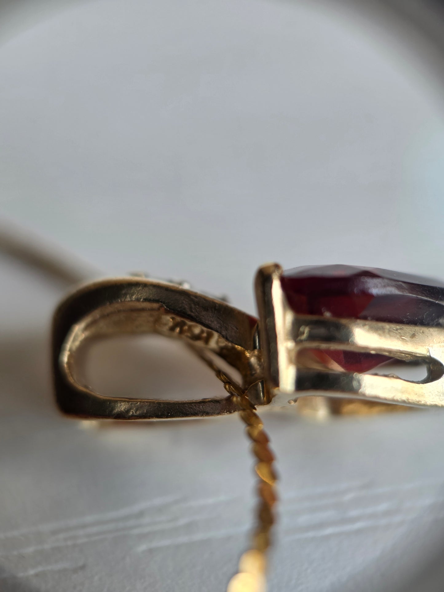 Precious 10k Gold Heart Garnet and Diamond Accent Pendant (NO CHAIN)