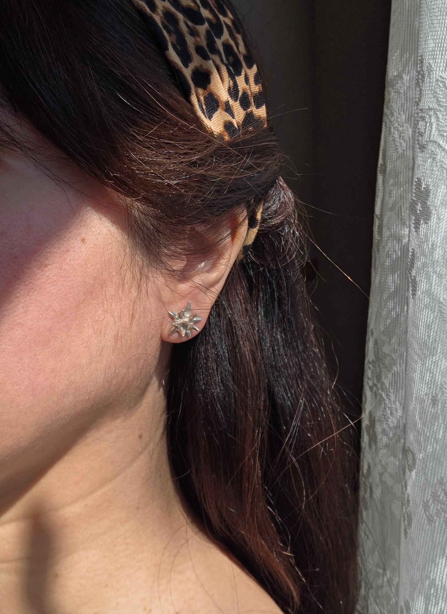 925 Sterling Silver Spikey "Bowser Shell" Stud Earrings