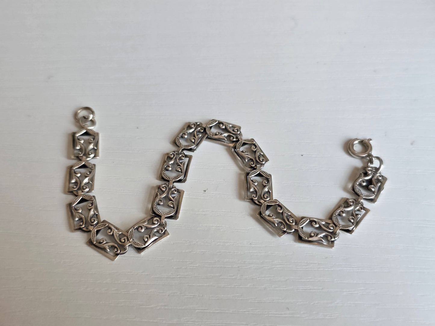Beautiful Vintage Scrollwork Panel Danecraft Sterling Silver Bracelet 7.5"