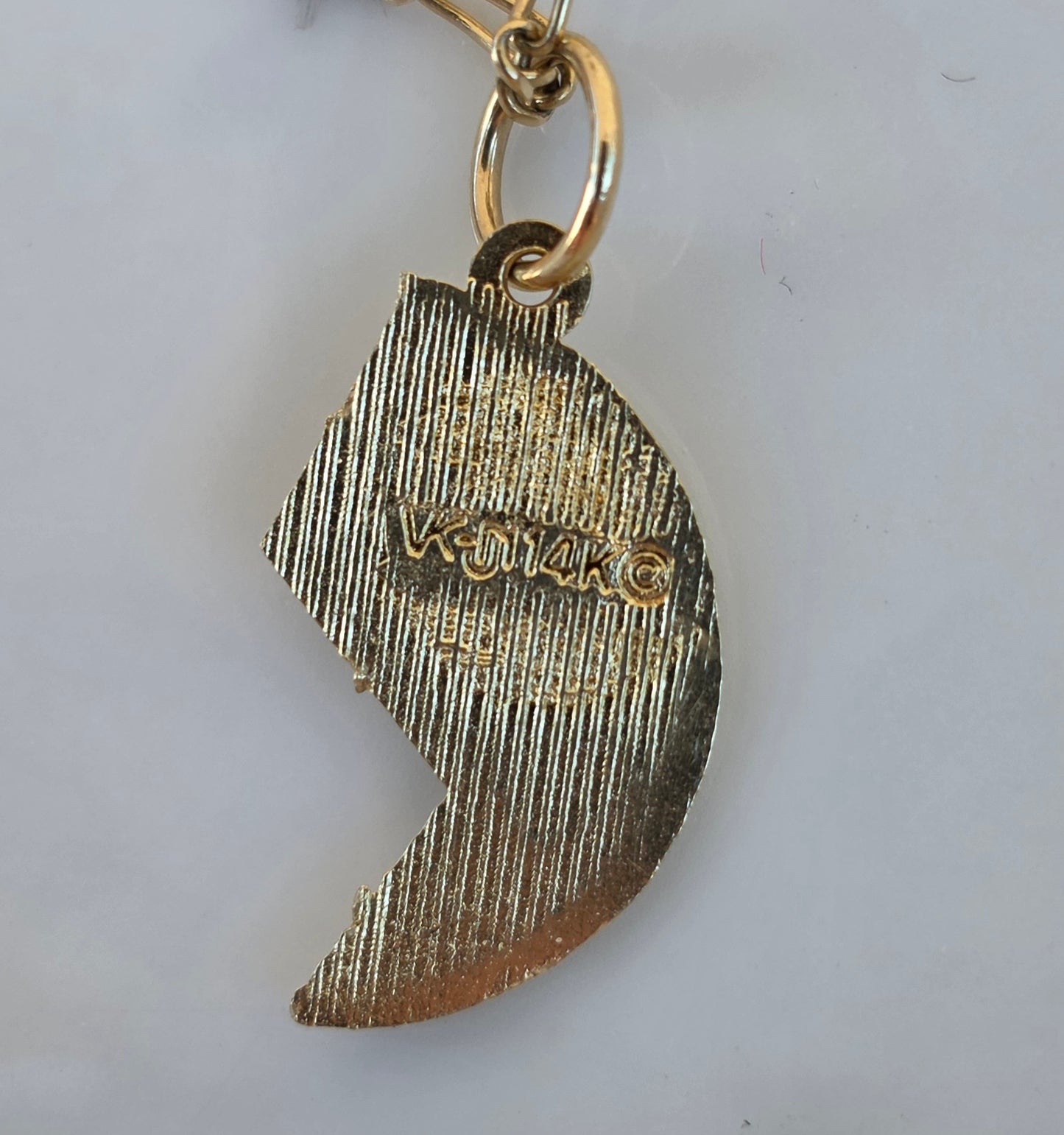 14k Gold Half Heart "MOM" Textured Charm (NO CHAIN)