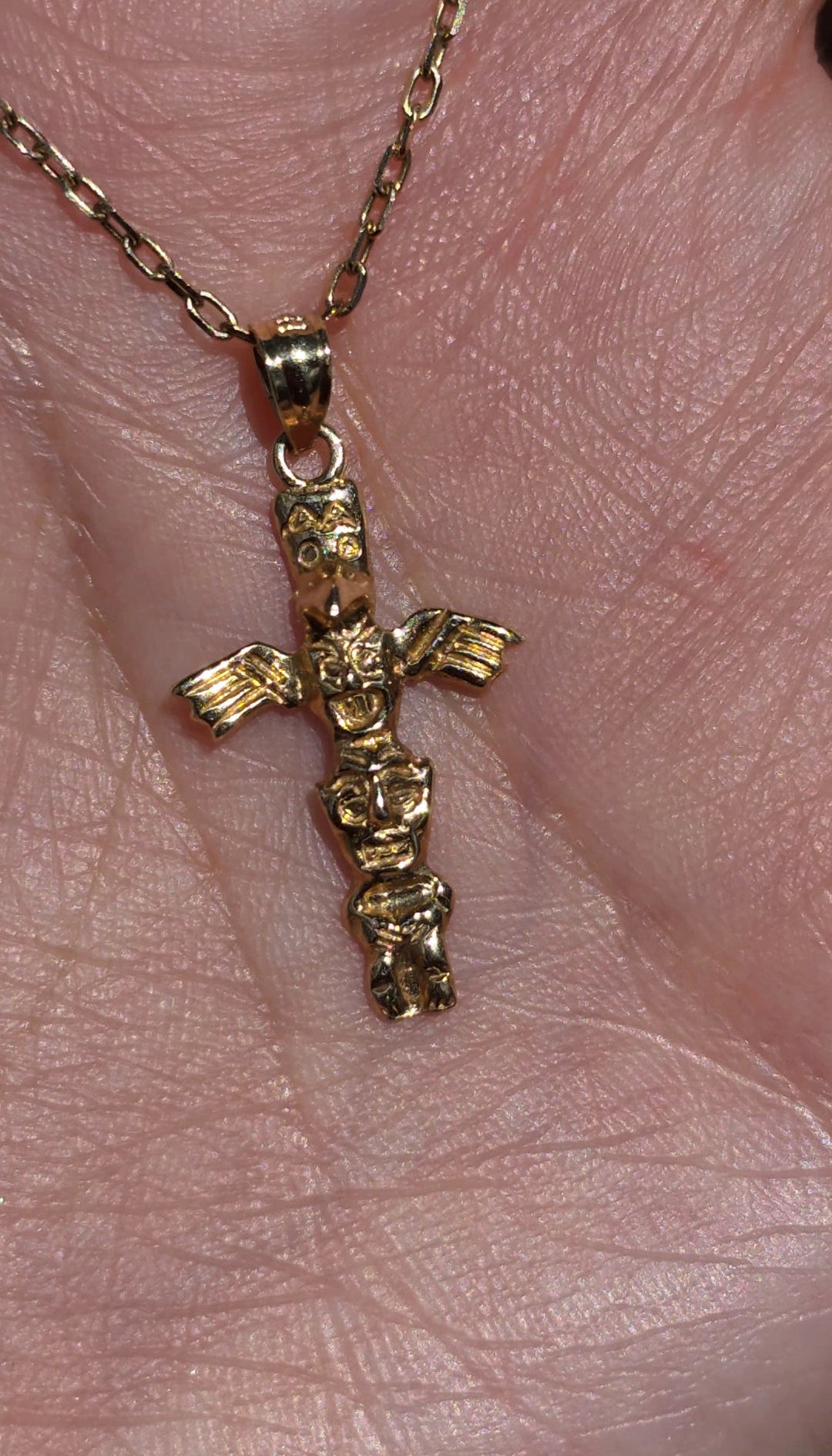 #14- 14k Gold Solid Totem Pole Charm (NO CHAIN)
