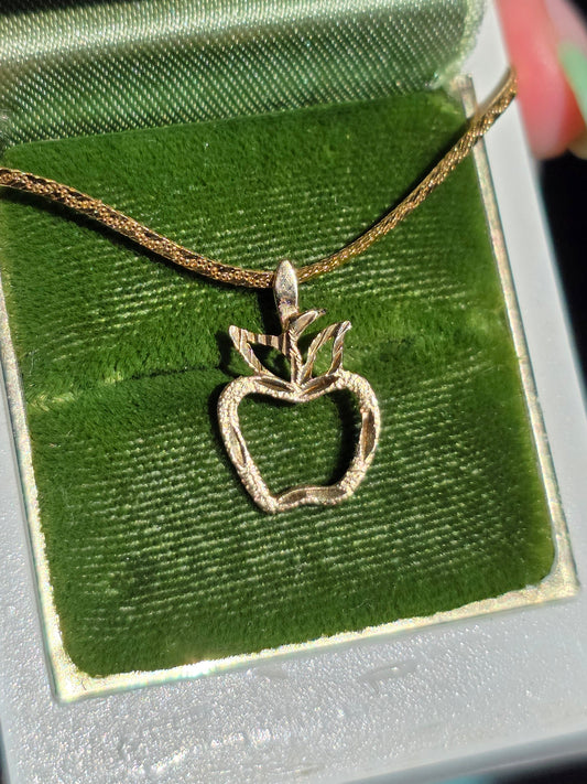 14k Gold (Signed Ma Michael Anthony)Diamond Cut Apple Charm Pendant (NO CHAIN)