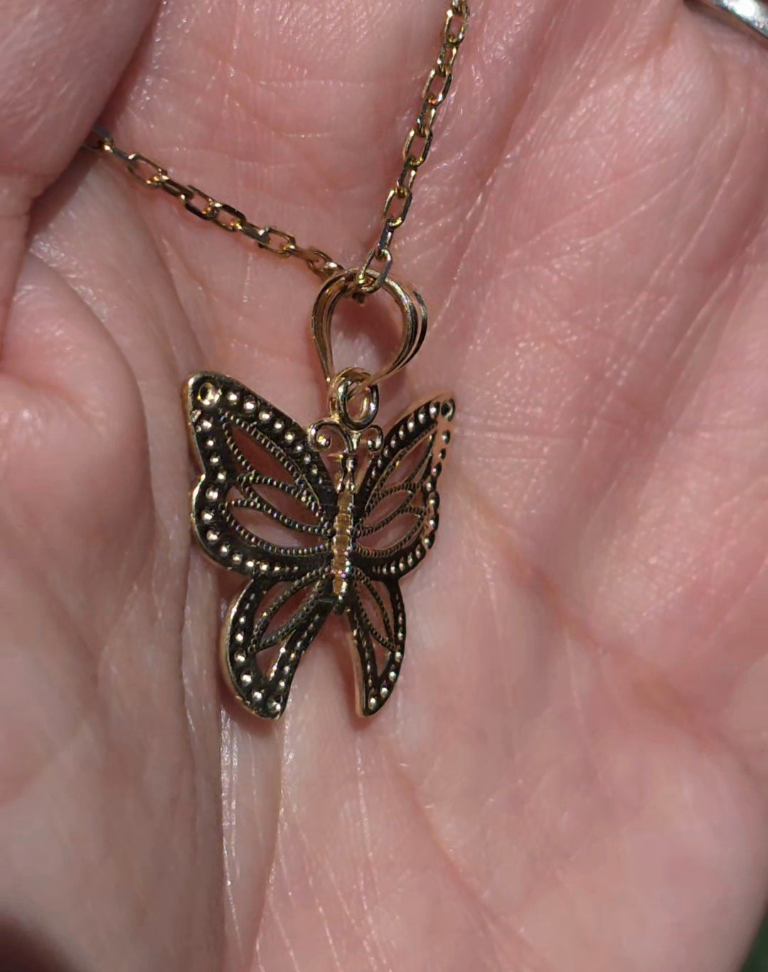 #3- 14k Gold Pretty Two Toned Butterfly Pendant (NO CHAIN)