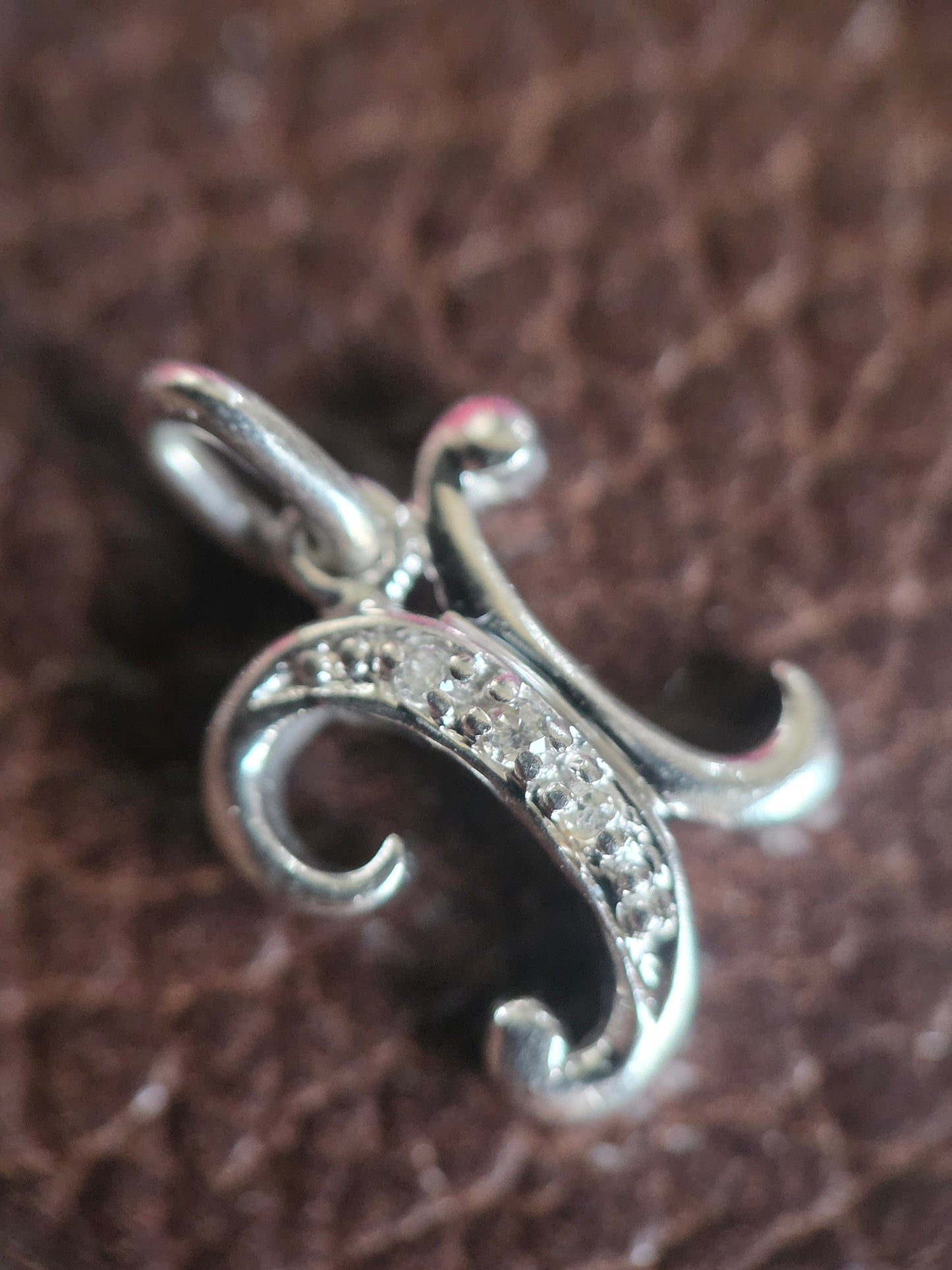 14k White Gold Diamond Accented Dainty X Initial Letter Charm (NO CHAIN)