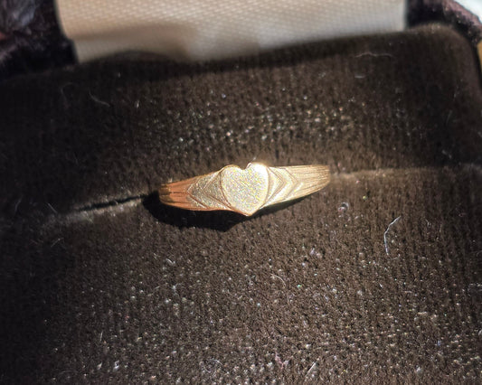 Vintage 10k Gold Blank Heart Signet Baby Ring Mini Size 1