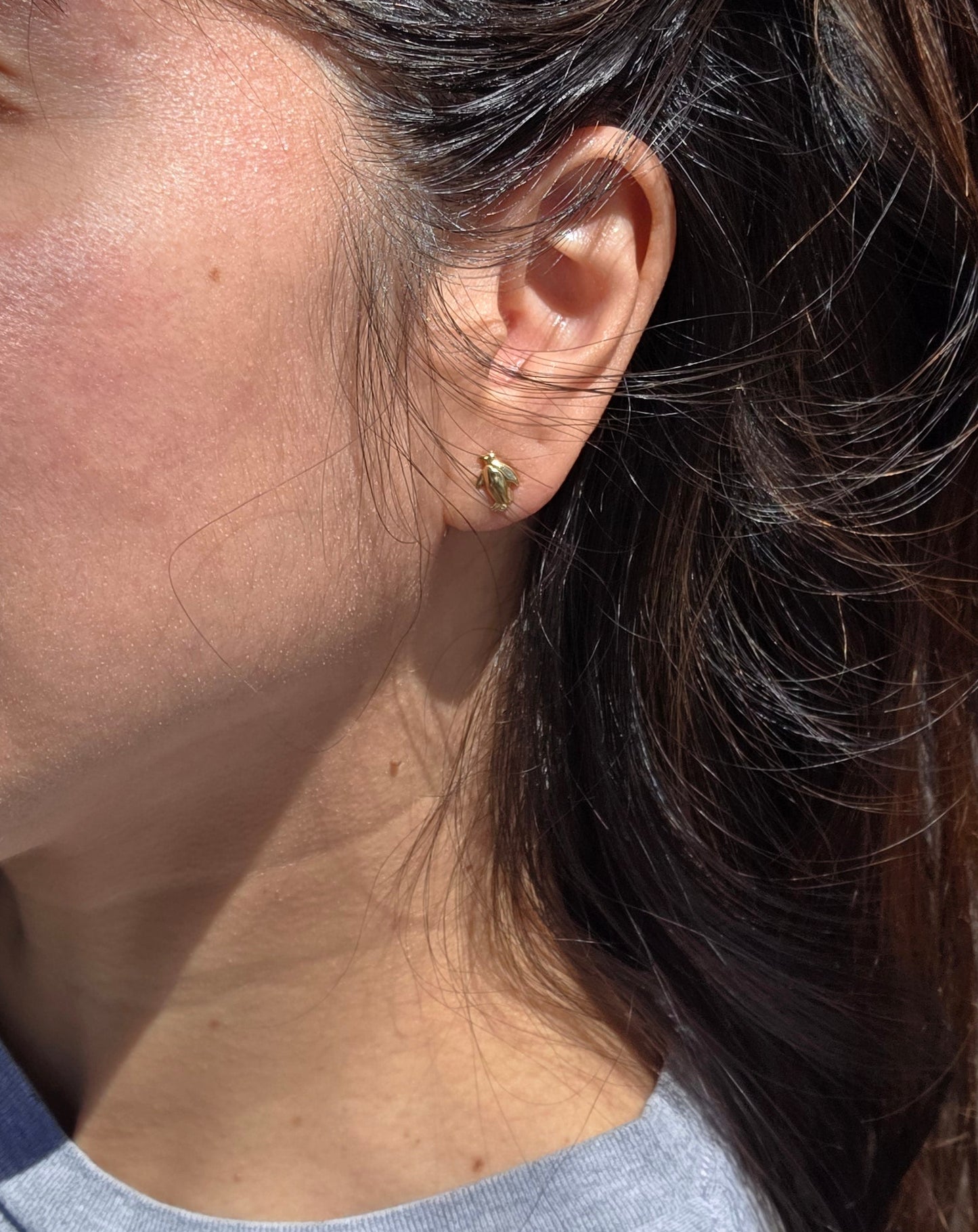 Adorable 14k Gold Dainty  Penguin Studs Earrings