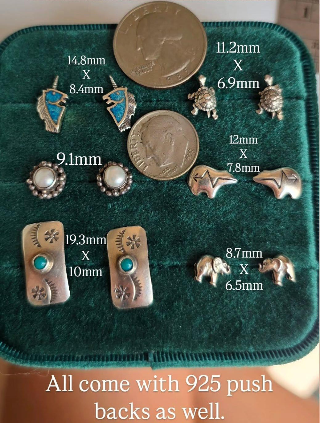 Sterling Silver Earrings - Unicorns / Turtles / Pearls / Zuni Bears / Turquoise / Elephants