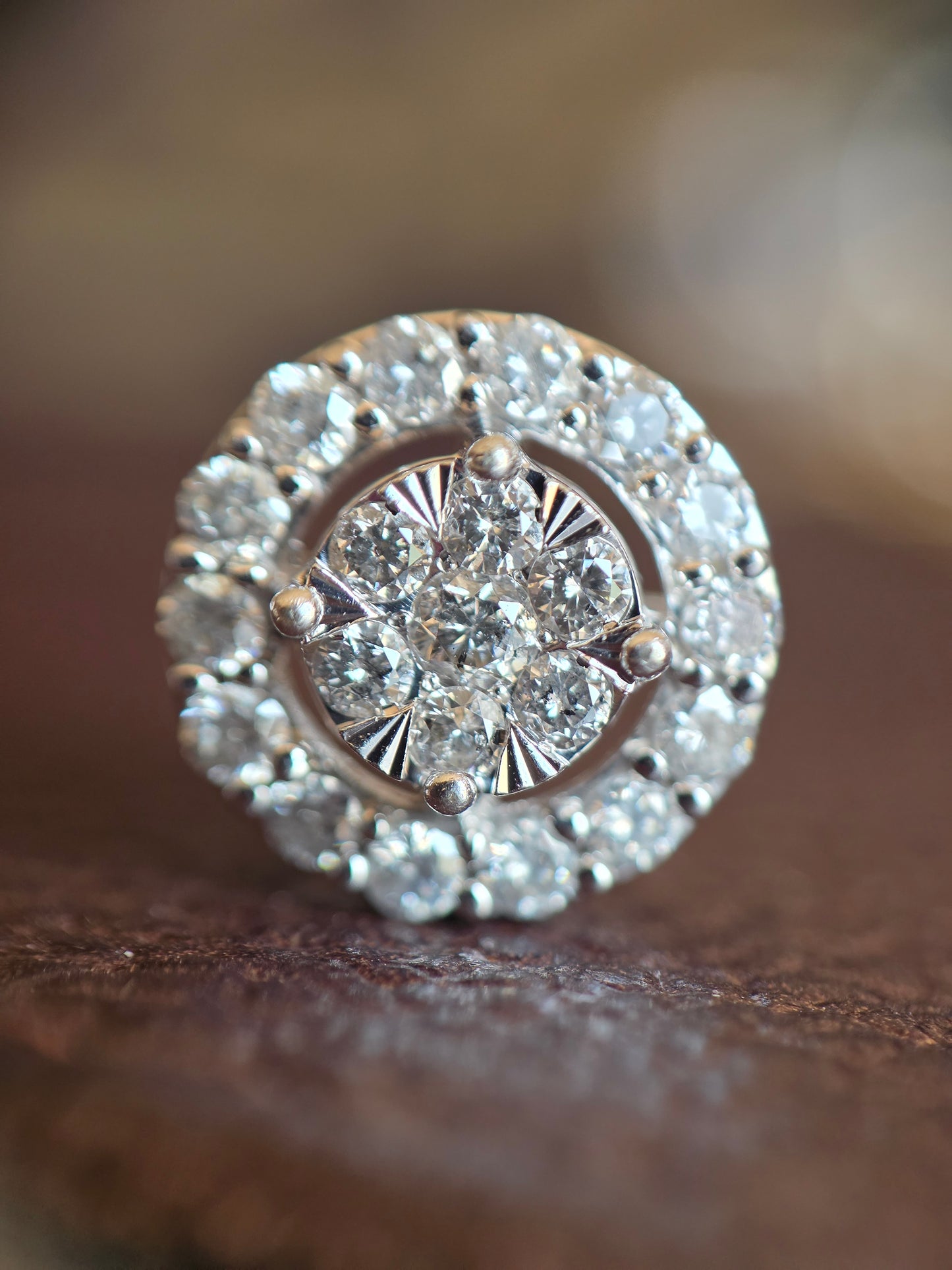 Gorgeous 10k White Gold Round Sparkling Diamond Cluster .68ctw Stud Earrings