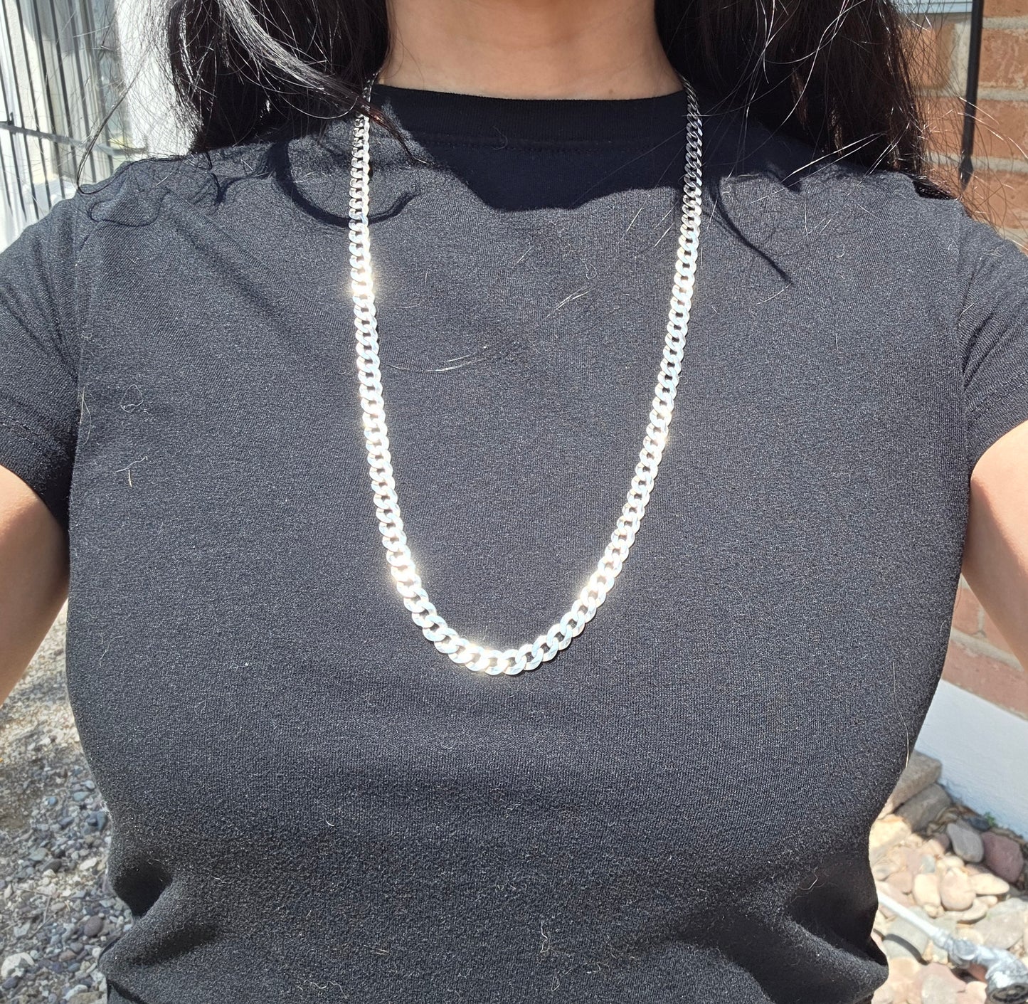 Solid Sterling Silver Italian Made 27" Cuban Chain