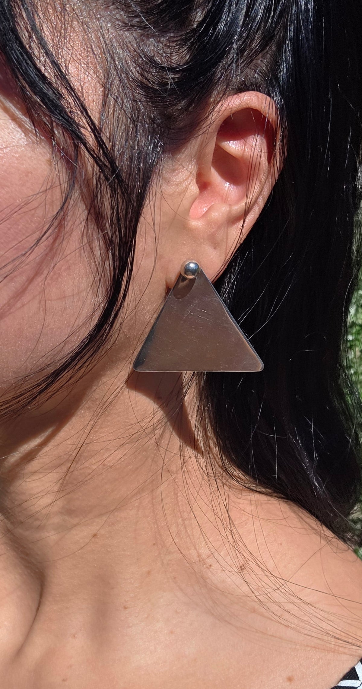 Bold Sterling Silver Large Triangle Stud Statement Earrings