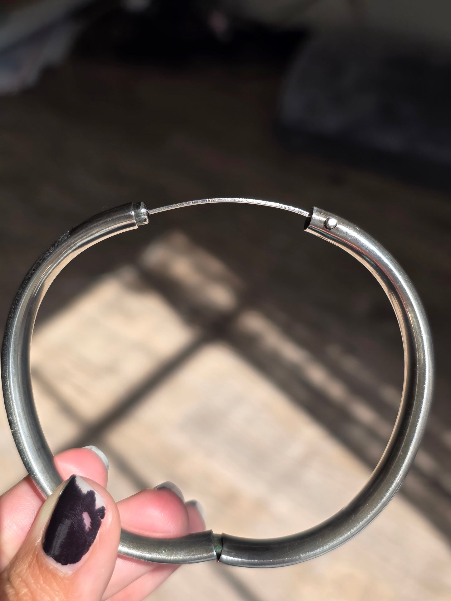 Beautiful Vintage Floral Etched Sterling Silver Bangle Bracelet 6.5"