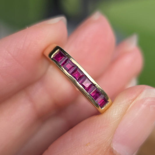 Lovely 14k 1/3ctw Channel Set Ruby Stacker Ring Size 4.5