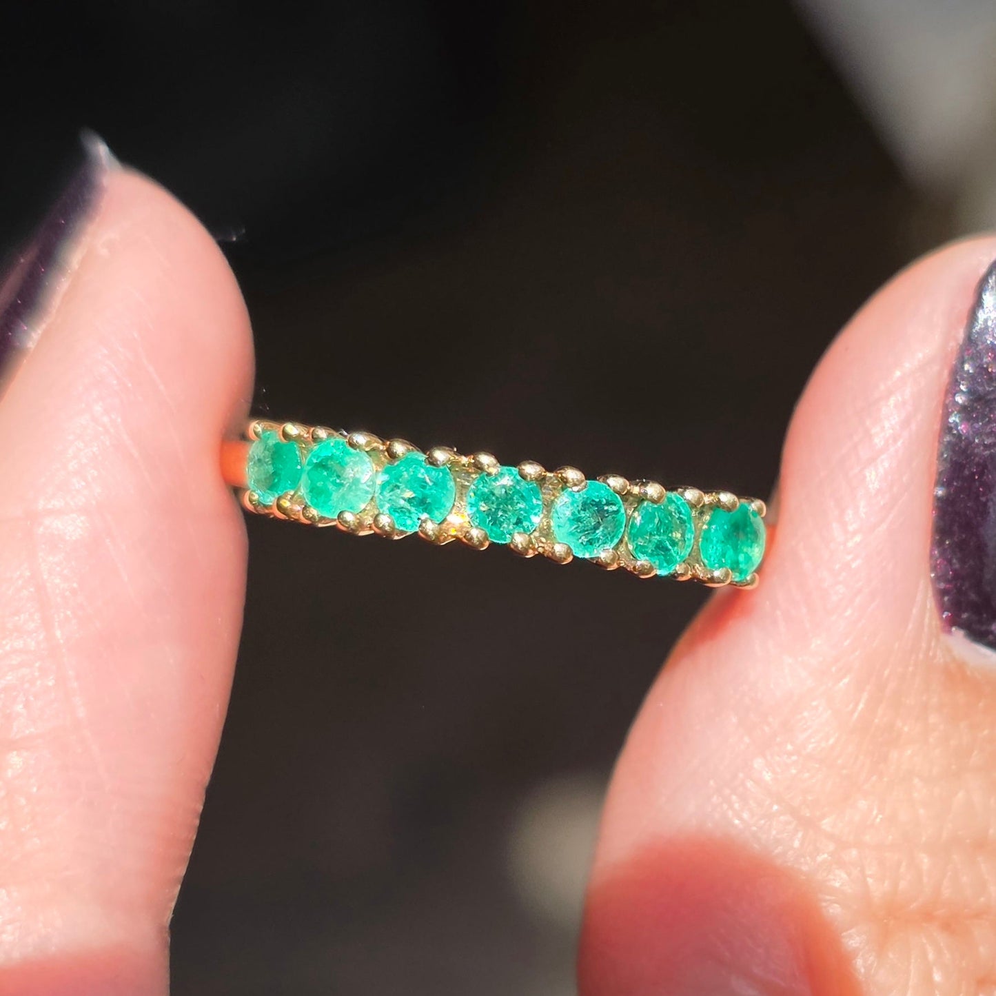 Stunning 10k Gold Emerald Stacker Band Ring Size 8.25