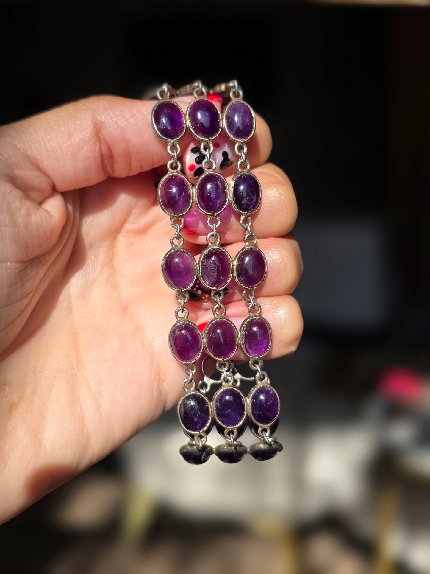 Beautiful 30 Carat Natural Amethyst Statement Bracelet 7.25" February Birthstone
