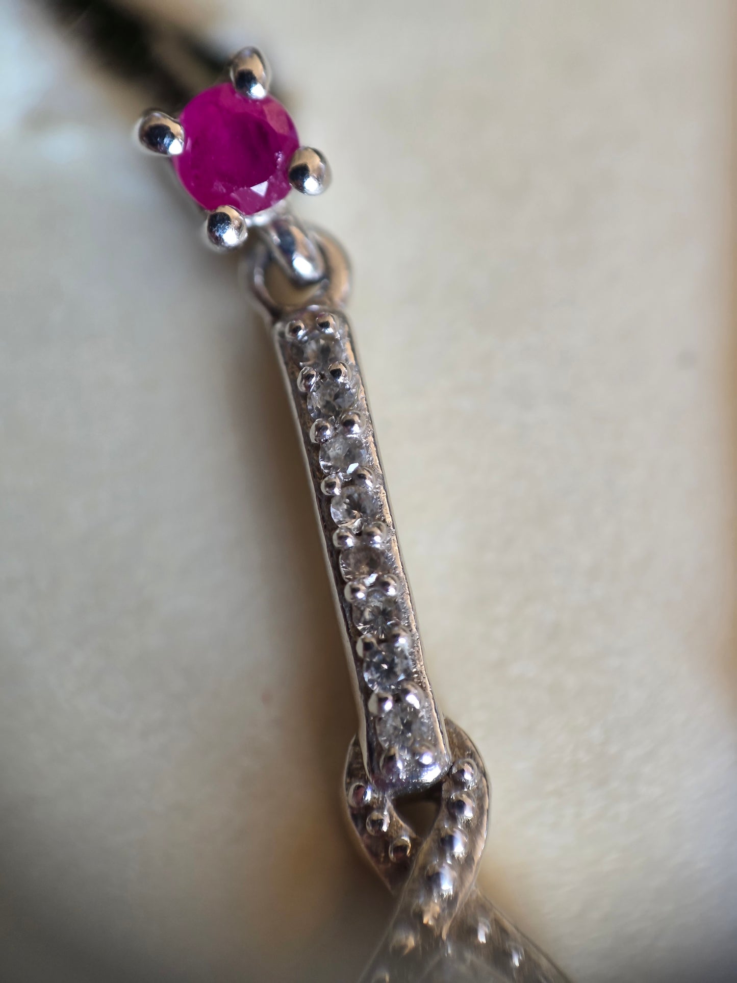 Pretty Sterling Silver .74TCW Ruby and White Topaz Drop Dangle Earrings