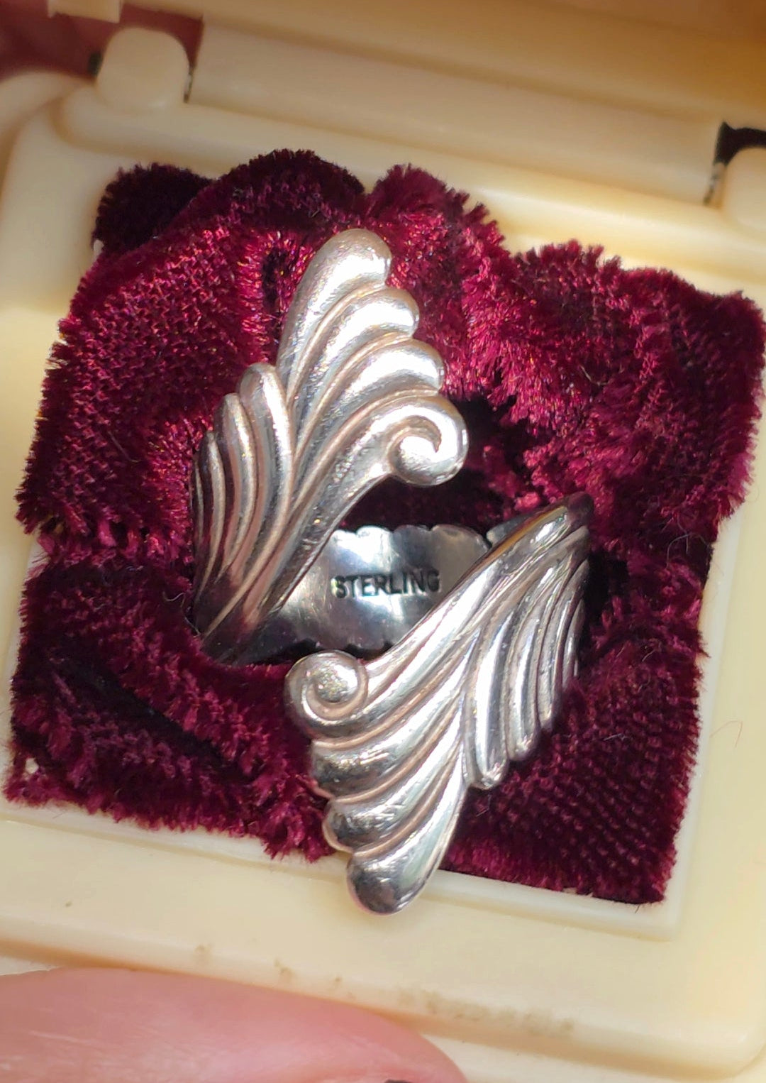 Gorgeous Sterling Silver Open Band Scrollwork Wrap Art Nouveau Style Ring