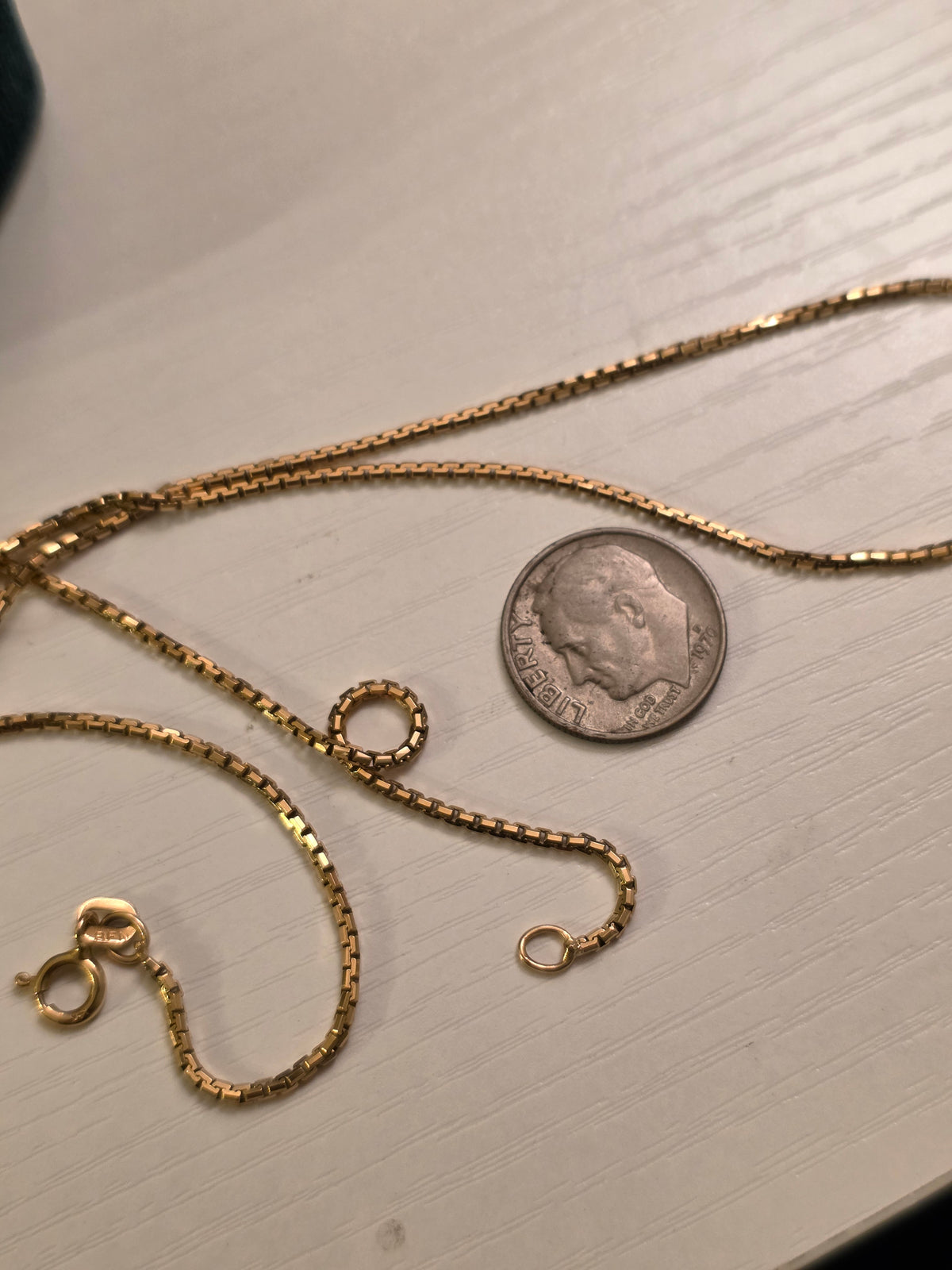 14K Gold Solid 1.4mm Squared Box Chain 17.75"